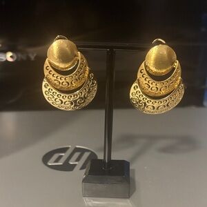 New Gold Layered Filigree Drop Earrings - Unbranded